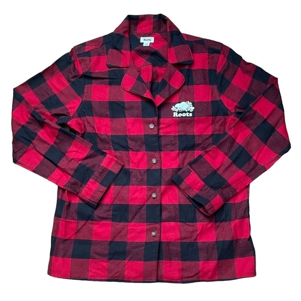 Roots Red & Black Plaid Top US M